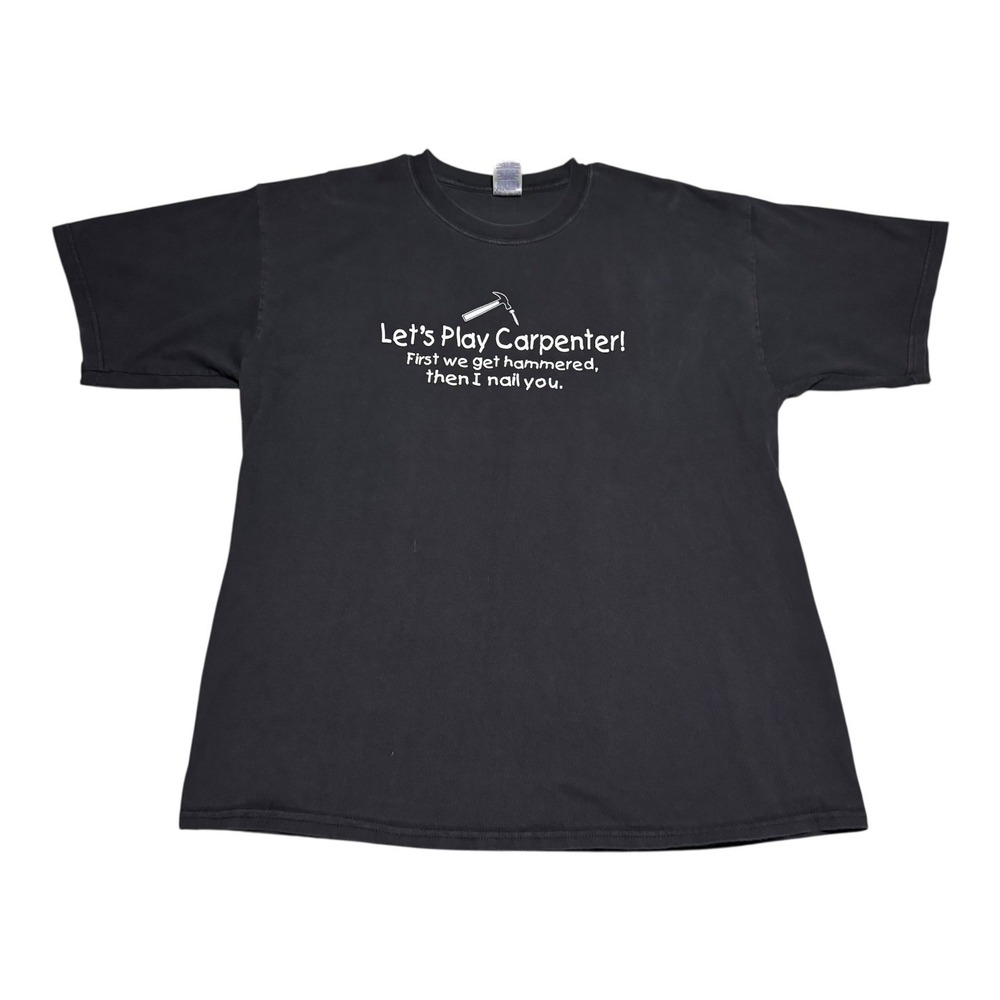 Gildan 2000s Let's Play Carpenter Biker‎ Motorcycle Black Shirt Men's XL